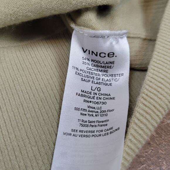 Vince Womens Large Ivory Green Wool Cashmere Blend Sweater Vest V031579537 - Picture 5 of 8